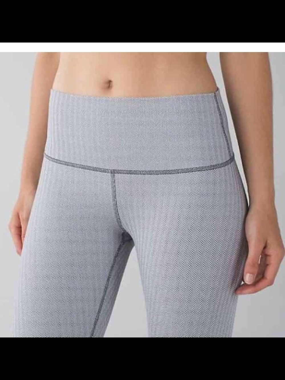 High-Waist Gray Herringbone Yoga Leggings